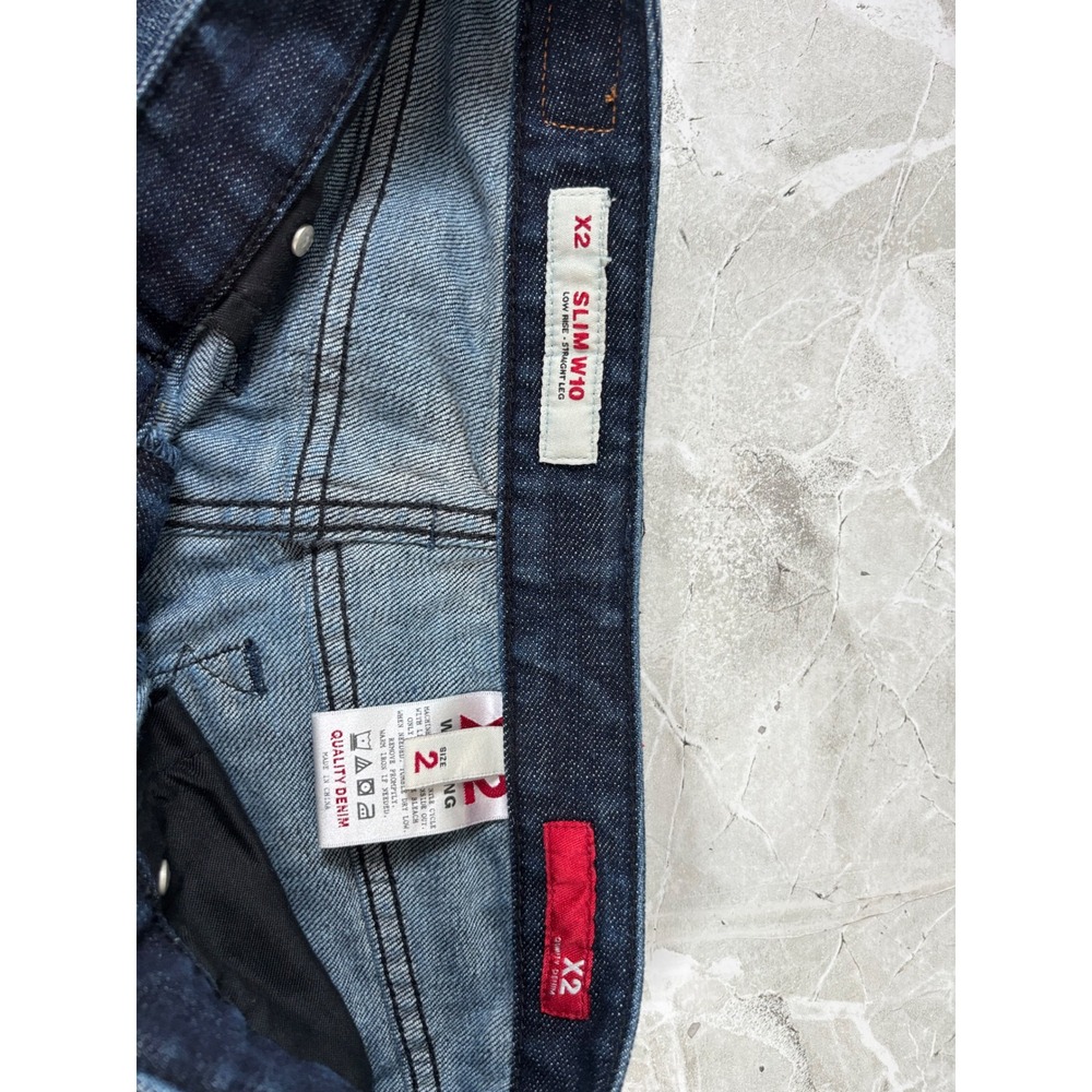 X2 Quality Denim Womens Size 2 Slim W10 Low Rise Straight Leg Jeans Dark Wash - Picture 8 of 12